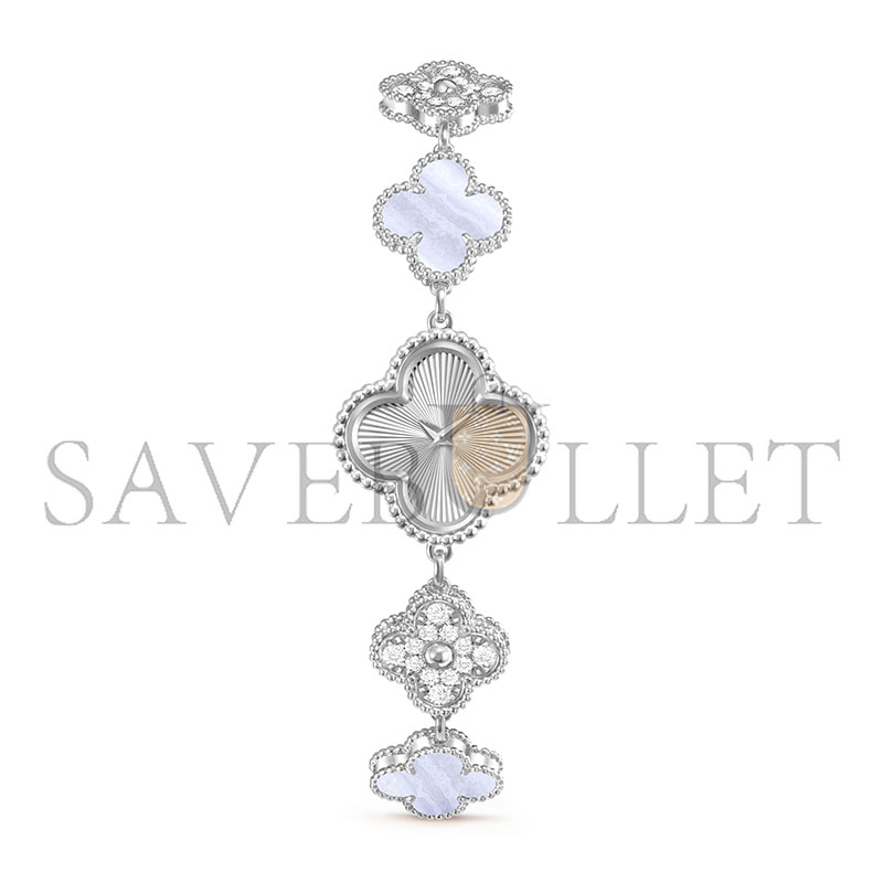 VAN CLEEF SWEET ALHAMBRA WATCH 18K WHITE GOLD CHALCEDONY DIAMOND VCARPEU100